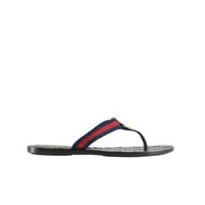 Gucci Double G Thong Leather Navy Blue 0B7N0 7100