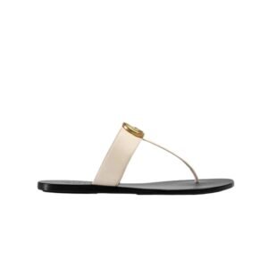 Gucci Double G Thong Leather Metallic Gold ?497444 0B7N0 7100