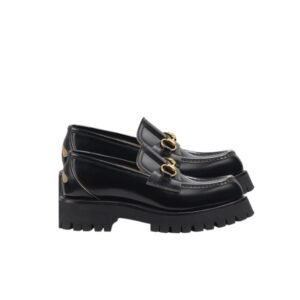 Gucci Women's Leather Loafers Horsebit Black