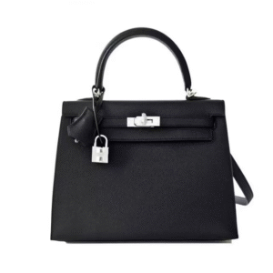 Hermès Kelly 28 Sellier Black Epsom Palladium Hardware