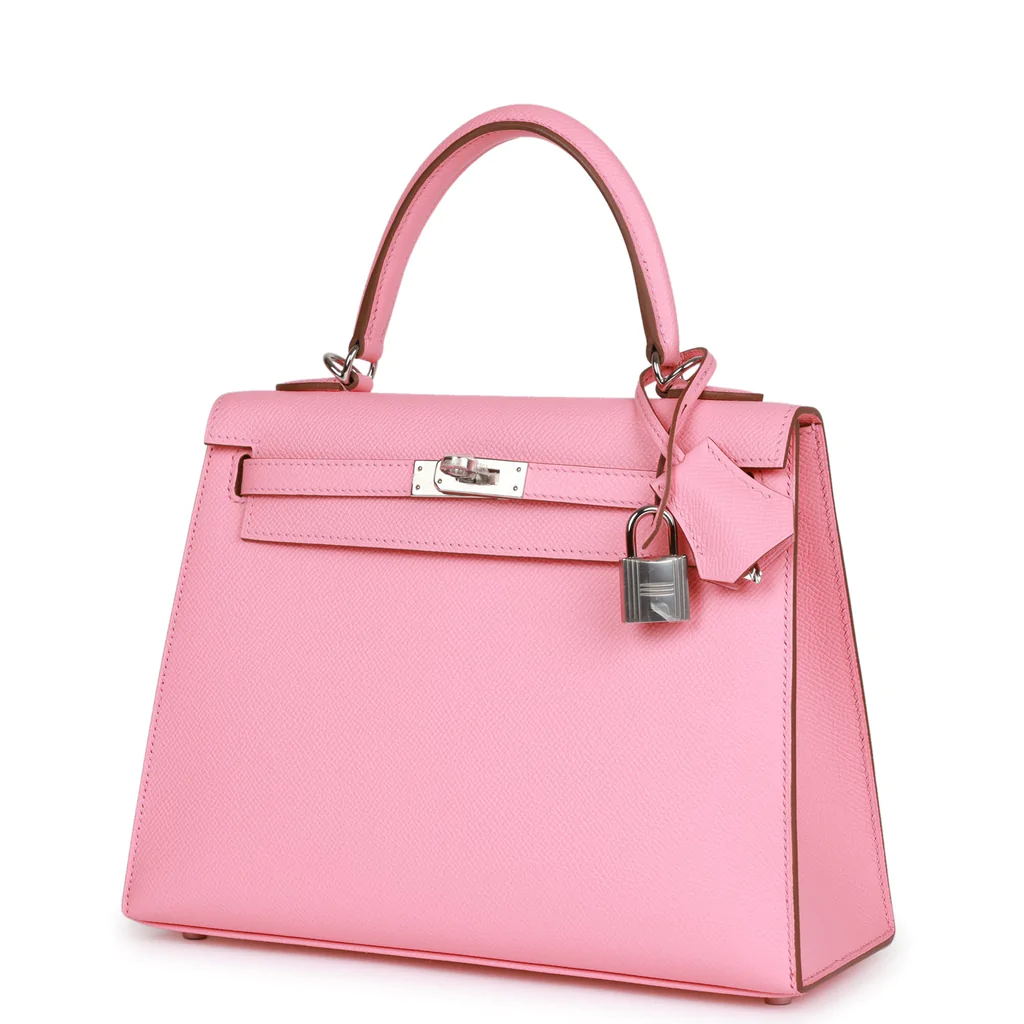 Hermes Kelly Sellier 25 Rose Confetti Epsom Palladium Hardware - Image 2