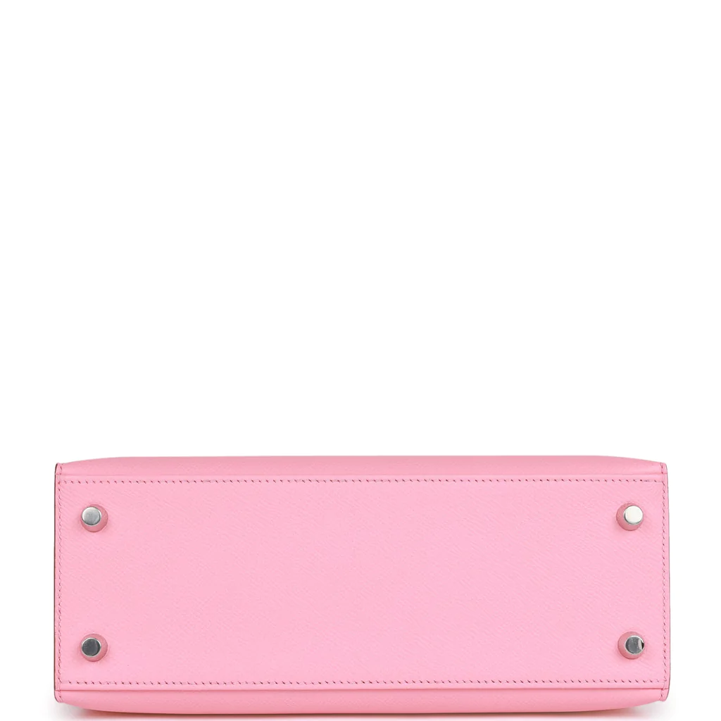 Hermes Kelly Sellier 25 Rose Confetti Epsom Palladium Hardware - Image 7