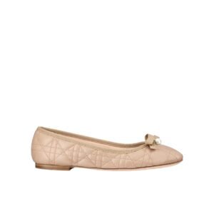 Dior Ballet Flat Nude Quilted Cannage Calfskin Kdb877Cqc S21U