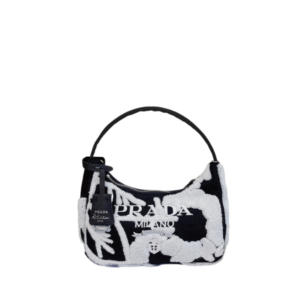 Prada Re-Edition 2000 Hobo Bag Black And White 23Cm 1Ne515 2Dxo F0967