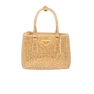 Platinum Prada Galleria Satin Mini-bag With Crystals