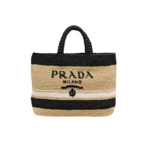 Prada Raffia Tote Bag In Beige 29Cm