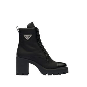 Prada Logo Plaque Ankle Boots Black