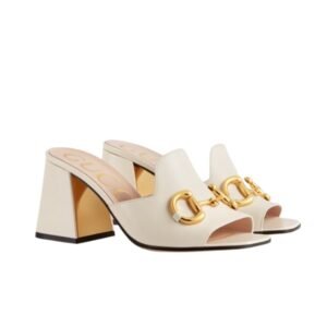 Gucci Women's Slide Sandal With Horsebit White 655412 Bko00 9022