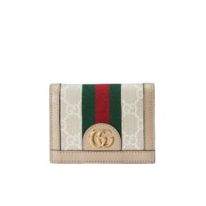 Gucci Ophidia Gg Card Case Wallet Beige And White 523155 Uulag 9682