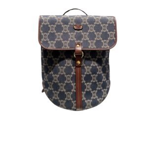Celine Macadam Backpack Denim Canvas Navy Blue 34Cm