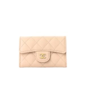 Chanel Classic Card Holder Wallet Beige Ap0214