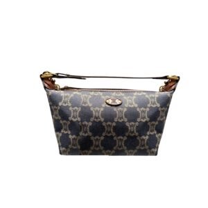 Celine Macadam Vintage Denim Shoulder Bag Blue 19Cm