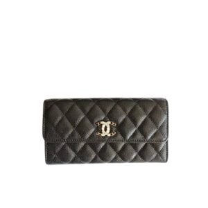 Chanel Cc 19 Quilted Black Leather Wallet