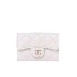 Chanel Classic Card Holder Wallet White Ap0214