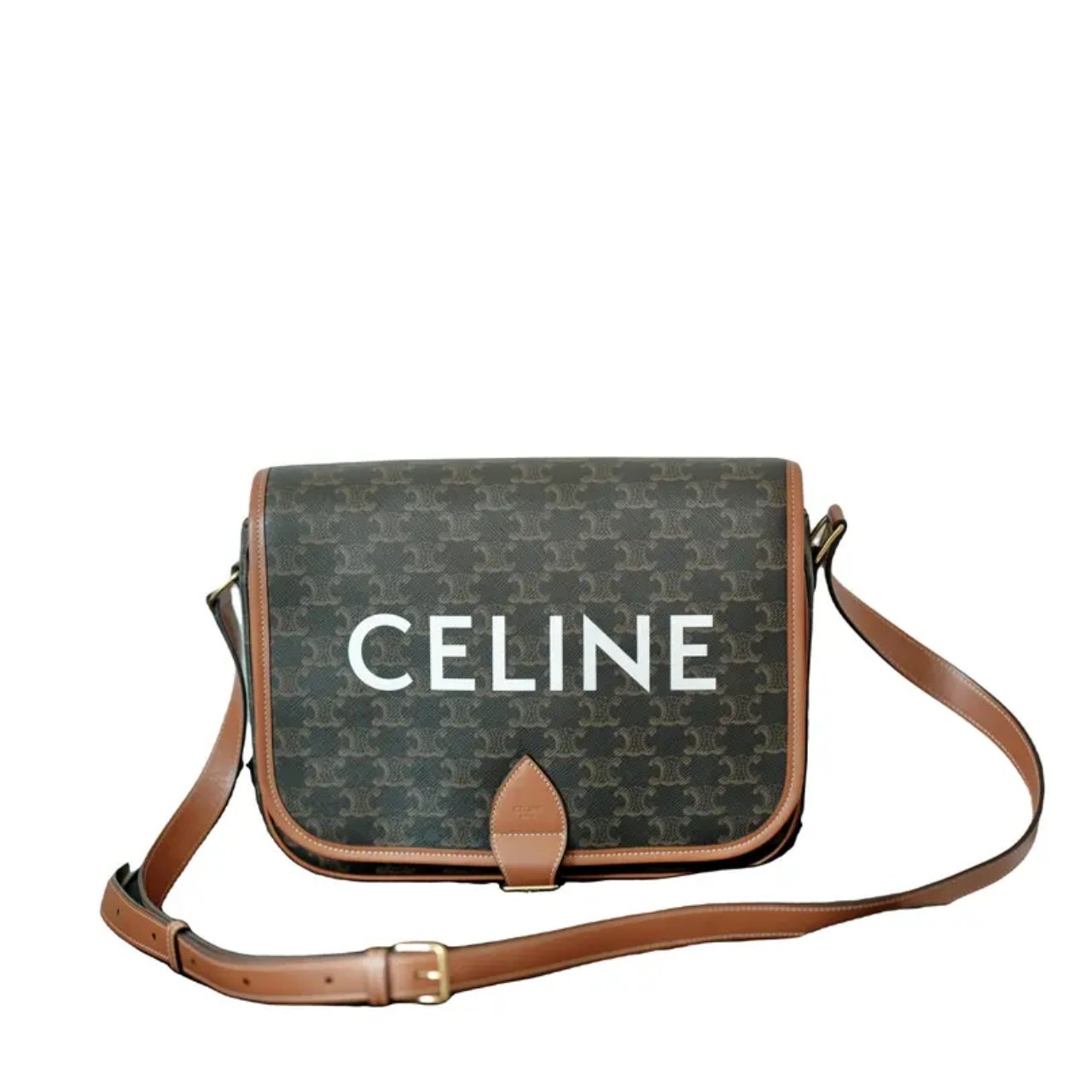 Celine Folco Canvas And Leather Shoulder Bag 28Cm
