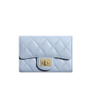 Chanel 2.55 Flap Card Holder Light Blue Wallet