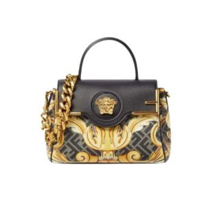 Versace X Fendi Fendace La Medusa Medium Handbag Black