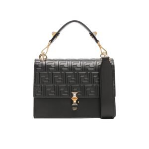 Fendi Logo Embossed Kan I Black 24Cm