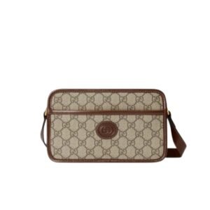 Gucci Mini Bag With Interlocking G In Gg Supreme Brown 22Cm