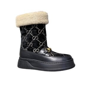 Gucci Horsebit Chevron Quilted Boots White