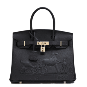 Hermes Birkin 30CM Black Horse Draw Carriage Embossed