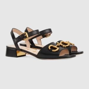 Gucci Women's Sandal With Horsebit Black 655413 Bko00 1000