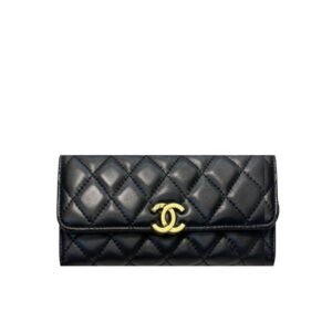 Chanel Long Flap Wallet Black 19Cm