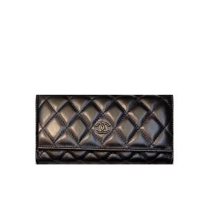 Chanel Long Flap Wallet Black 19Cm
