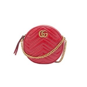 Gucci Marmont Mini Round Shoulder Bag Red 550154 0Olet 6438