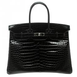 Hermes Birkin 30 Black Shiny Niloticus Crocodile Silver Hardware