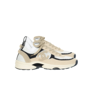 Chanel Low Top Trainer Sneakers Beige And White